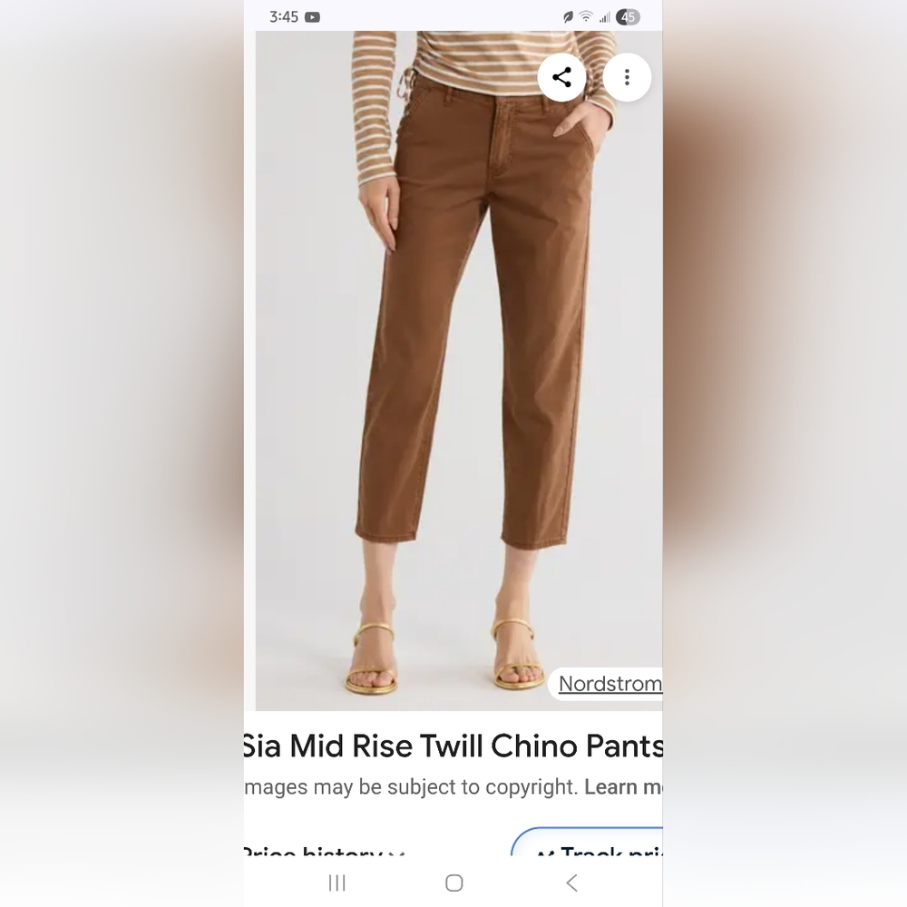 Veronica BEARD SIA Brown Mid Rise Twill Chino Pants
